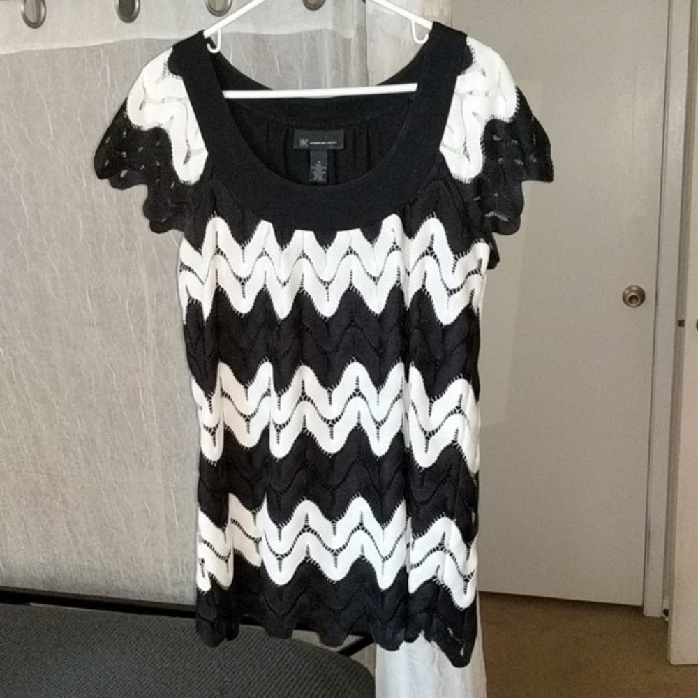 Black and white lace blouse